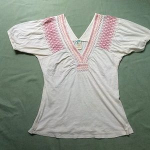 Anthropologie C. Keer Boho Embroidery V Neck